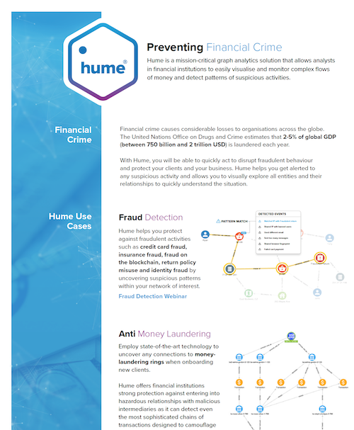 Understand complex flows of money to detect suspicious activities with Hume